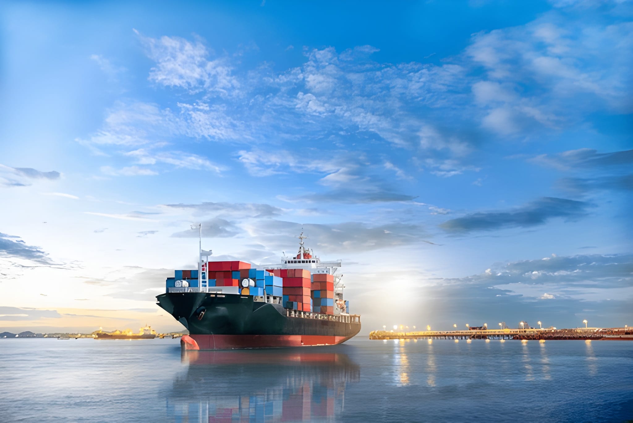 Modern cargo ship at sea